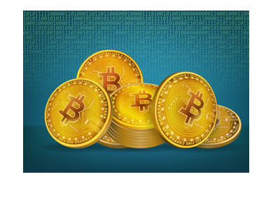 The image of casino coins in the Bitcoin crypto currency.  Illustration.