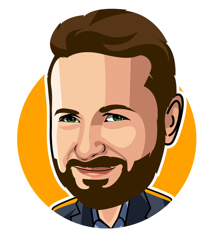 Profile drawing of Daniel Negreanu - Illustration.  Digital art.