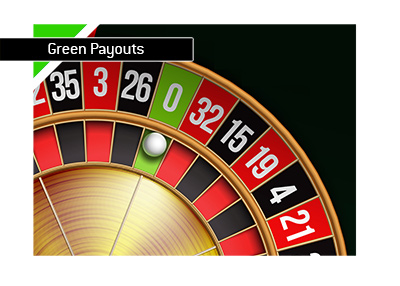 What are the green payouts in the game of roulette?