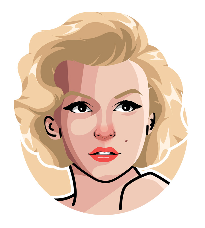 The true american icon.  Marilyn Monroe drawing.  Blonde bombshell.  Illustration.  Avatar art.