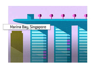 Casino illustration - Luxurious Marina Bay, Singapore.