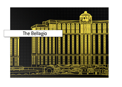 The iconic casino on the Las Vegas strip - The Bellagio.  Line art.  Illustration.