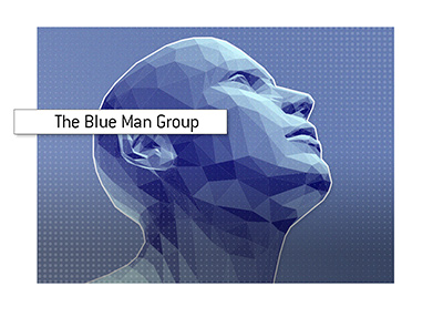 Poly style image of the popular Blue Man Group.