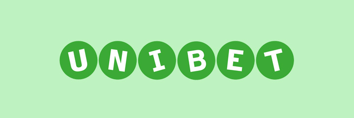 The Unibet logo on green background.  Click above for free spins.